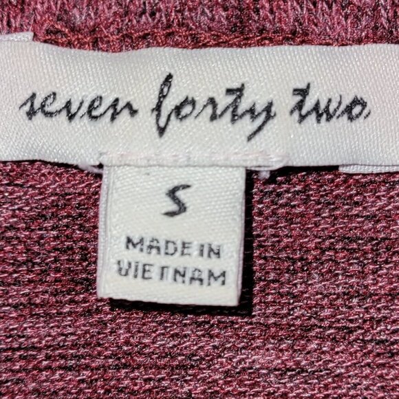 Seven Forty Two Tunic Asymmetric Color Accent Cowl Neck Burgundy Black Marled S - Picture 11 of 13